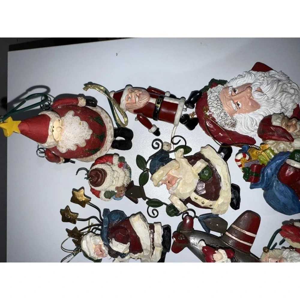 Lot of 13 Christmas Tree Ornaments Small & Large Santa Claus VTG B